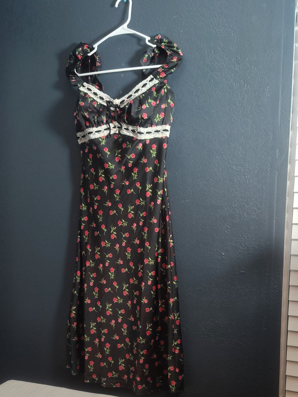 Inspired Hearts Black Slip Dress with Pink Floral Print - Picture 10 of 10